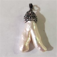 Silver Free Form Fresh Water Pearl Pendant