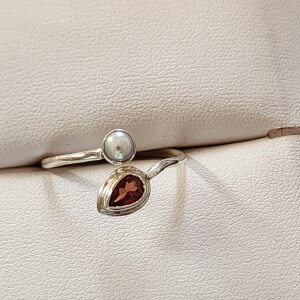 Silver Garnet&Pearl Ring