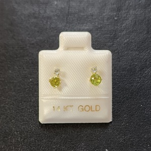 14K Peridot&Moonstone Earrings