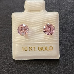 10K Pink Cubic Zircona Earrings