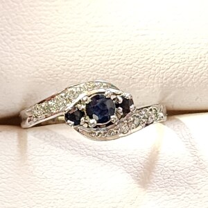 Silver Sapphire&Cz Ring