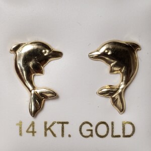 14K Dolphin Earrings