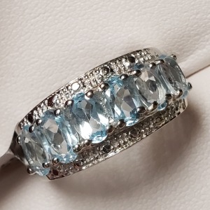 Silver Blue Topaz(2.9ct) Ring