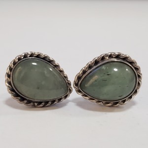 Silver Green Agate Earrings