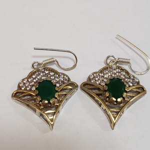 Silver Green Onyx Earrings