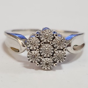 Silver 7 Diamonds Ring