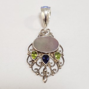 Silver Peridot Iolite Pendant