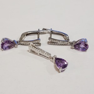 Silver Amethyst CZ Set