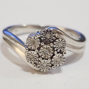 Silver 7 Diamonds Ring