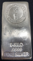 1 Kilo .9999 Fine Silver Bar