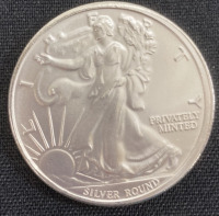 One Troy Oz .999 Fine Silver Liberty Eagle Round - 2