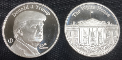 (2) Donald Trump/White House One Troy Oz .999 Silver Coins