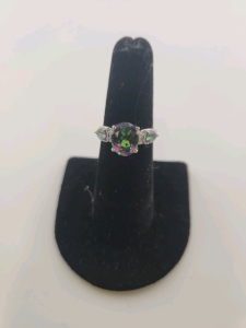 Mystic Topaz And Diamond Ring Size 5.5