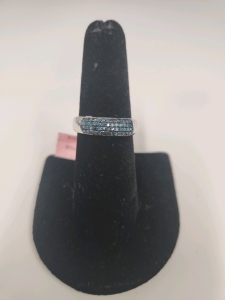 Silver Blue Diamond Ring Size 7