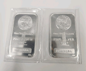 (2) One Troy Ounce .999 Fine Silver