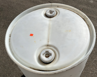 WHITE PLASTIC 50 GAL BARREL