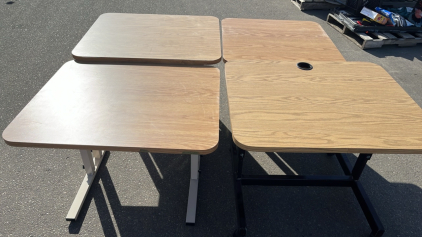 (4) SMALL LIGHT WOOD/ METAL DESKS