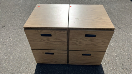 (2) WOOD FILING CABINETS ( 25”x 17”)