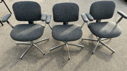 (3) METAL CUSHIONED OFFICE CHAIRS