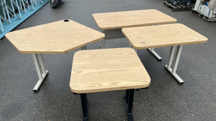 (4) MIX SIZE OF LIGHT WOOD/ METAL TABLES