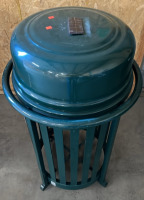 GREEN METAL RECYCLE TRASH CAN COVER W/ LID - 3