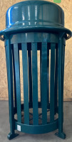 GREEN METAL RECYCLE TRASH CAN COVER W/ LID - 4