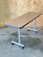 (6) ROLLING TABLES/ DESKS-59-1/2”x 19-1/2”x 29” (SOME TABLES MAY HAVE DAMAGED WHEELS) - 5