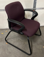 (2) CUSHIONED ARMED CHAIRS AND (1) BLUE SWIVEL ROLLING CHAIR - 2