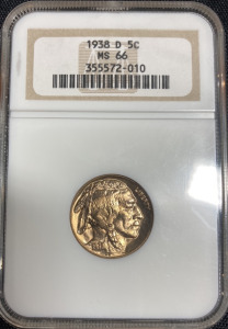 1938-D MS66 NGC Gem Buffalo Nickel