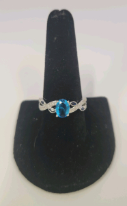 Blue Topaz And Small Blue Sapphire. 925 Ring