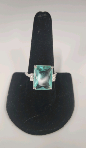 Aquamarine Emerald Cut .925 Ring