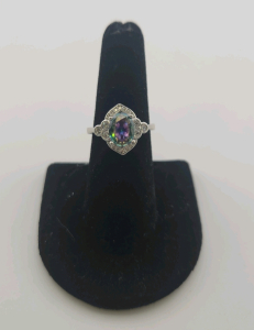 Mystic Rainbow Topaz Oval Faceted. 925 Ring