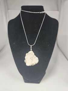 White Buffalo Turquoise. 925 Necklace