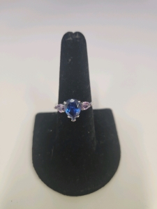 Blue Sapphire And Amethyst .925 Ring