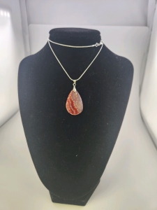 Red Dragon Veins Agate Gemstone .925 Necklace