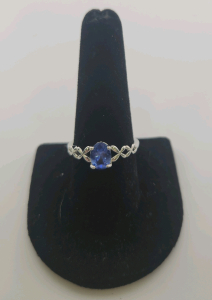 Oval Faceted Light Blur Sapphire. 925 Ring