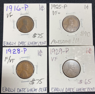 (4) Early Date Wheat Pennies