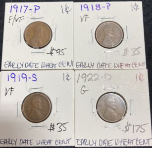 (4) Early Date Wheat Pennies