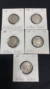 (5) No Date Buffalo Nickels