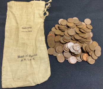 Bank of America Bag of 1940s-50s Wheat Pennies