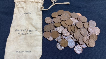 Bank of America Bag of 1950s Wheat Pennies