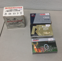 (25) Winchester 20GA 2-3/4” 7/8 Oz 8-Shot Shotgun Shells (5) Federal 12Ga 3” 1-1/4 Oz Hollow Point Magnum Slugs (5) PMC 12GA 2-3/4” 1oz 00 Buck Shotgun Shells (5) Royal Buck 12ga 2-3/4” 00 Buck Shotgun Shells