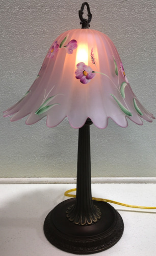 Exquisite Rare Student/Desk Lamp Hand Blown & Painted by Artist by Fenton Glass Company