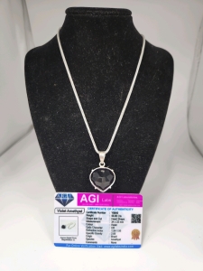 Violet Amethyst Pendant Necklace W/ COA