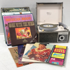 Vintage Decca Record Player- Palm Beach VIII; Assorted Vinyl Records