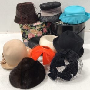 (2) Hat Boxes; (11) Hats- Assorted Styles and Colors