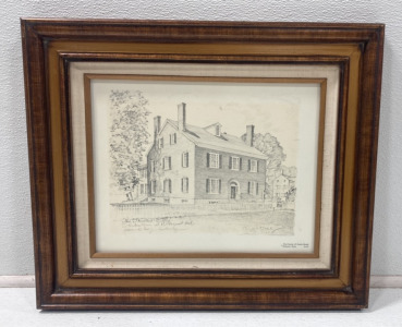 20&rdquo;x17&rdquo; Framed Pencil Drawing &ldquo;Trustees Office &ldquo;
