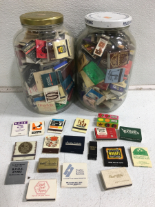 (2) 1 Gallon Glass Jar Full Of Vintage Assorted Matches