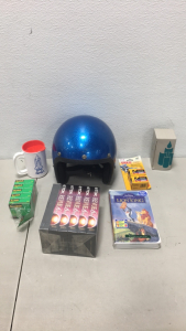 (1) Vintage 1974 Eagle 2000 Motorcycle Helmet (1) Sealed Lion King VHS (6) New TDK Recordable VHS Tapes (2) New Kodak Gold 200 Film and More