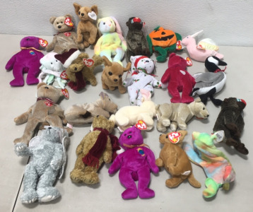 (24) Vintage Ty Beanie Babies Including The Millennium Bear!!